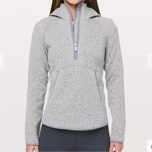 Lululemon Fleece and Thank You Pullover Hoodie Sweater Heathered White Gray
